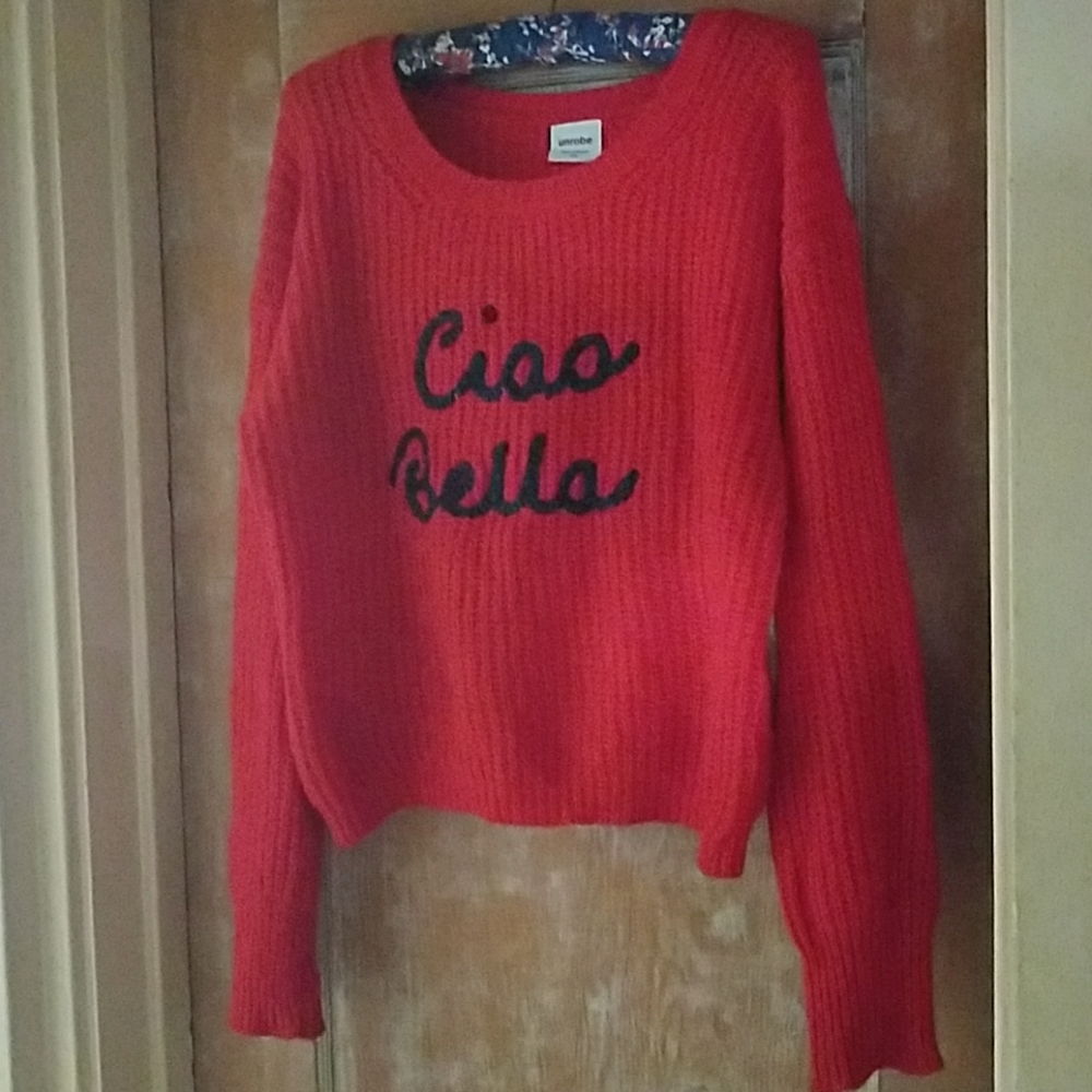 Unrobe mohair Italian made Ciao Bella Red sweater